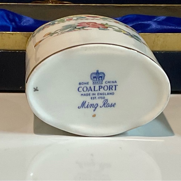 Vintage Hand Made Coalport Ming Rose Fine Bone China 3 Piece Vanity Set - Picture 7 of 7